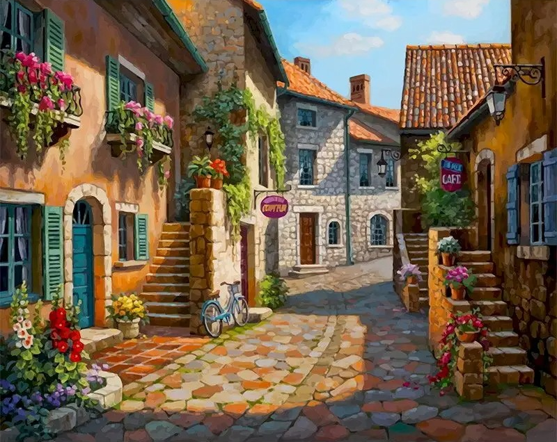 Pintura Pueblito Europeo