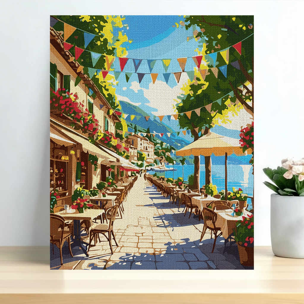 Pintura Café por el Lago