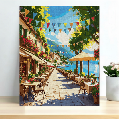 Pintura Café por el Lago